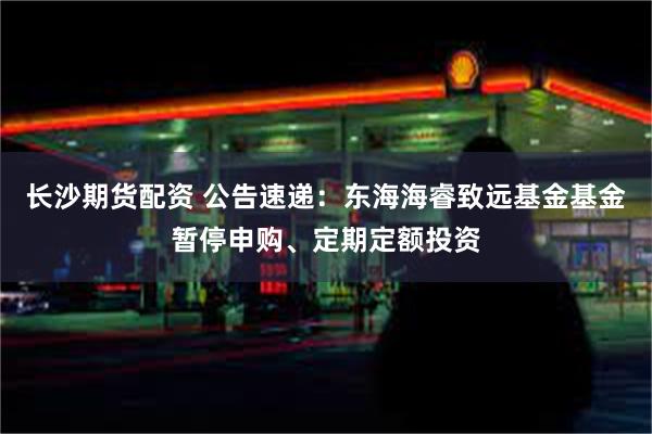长沙期货配资 公告速递:东海海睿致远基金基金暂停申购、定期定额投资