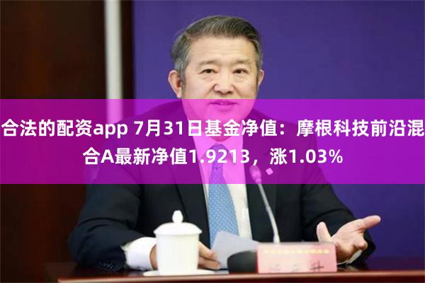 合法的配资app 7月31日基金净值:摩根科技前沿混合A最新净值1.9213,涨1.03%