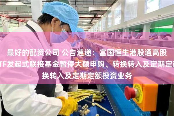 最好的配资公司 公告速递：富国恒生港股通高股息低波动ETF发起式联接基金暂停大额申购、转换转入及定期定额投资业务