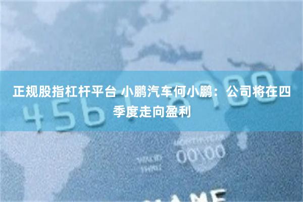 正规股指杠杆平台 小鹏汽车何小鹏:公司将在四季度走向盈利